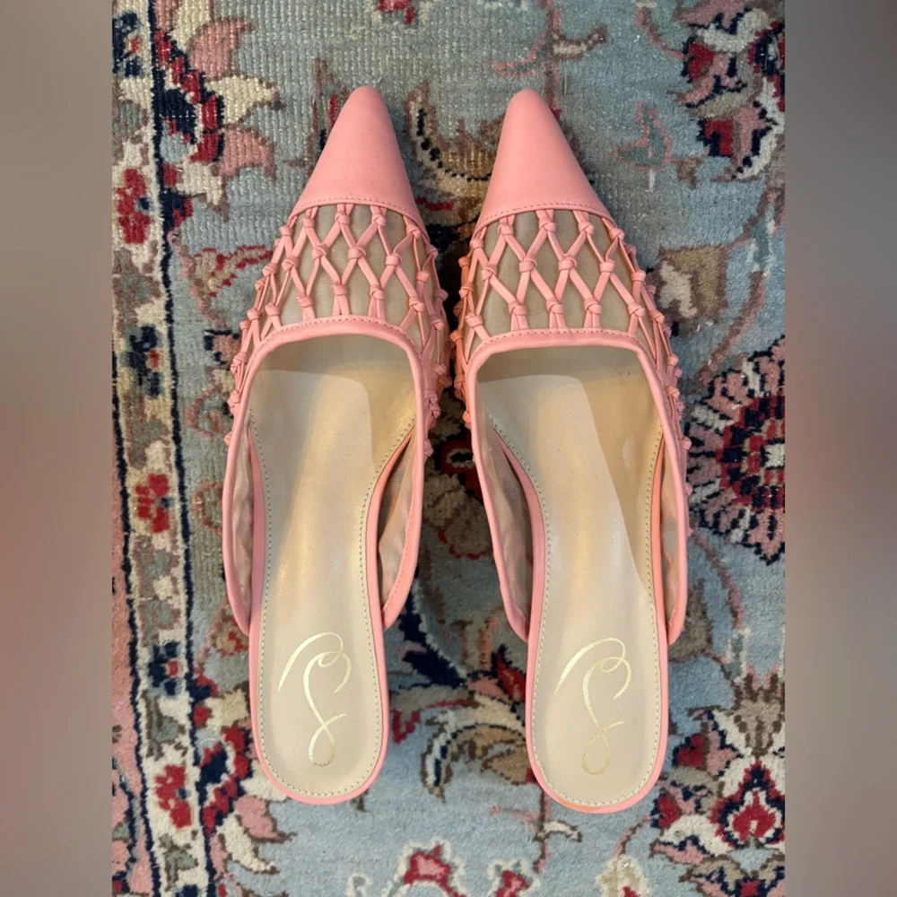Never Worn! Sam Edelman - NWOT Blush Pink Snyder Mule Kitten Heels - Picture 3 of 9